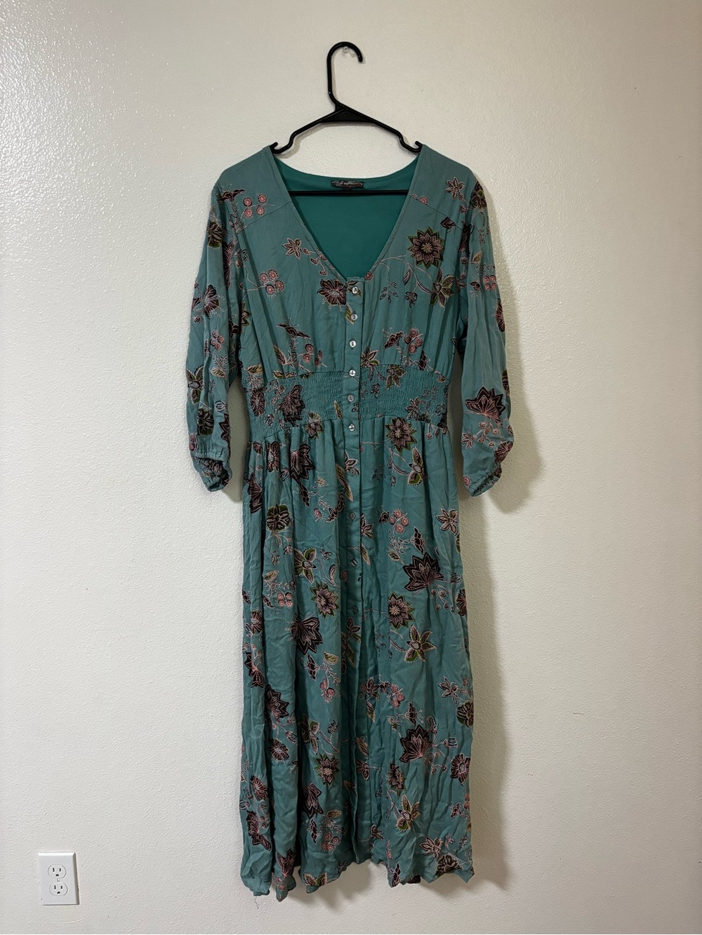 Bohemian Floral Button Front Midi Dress